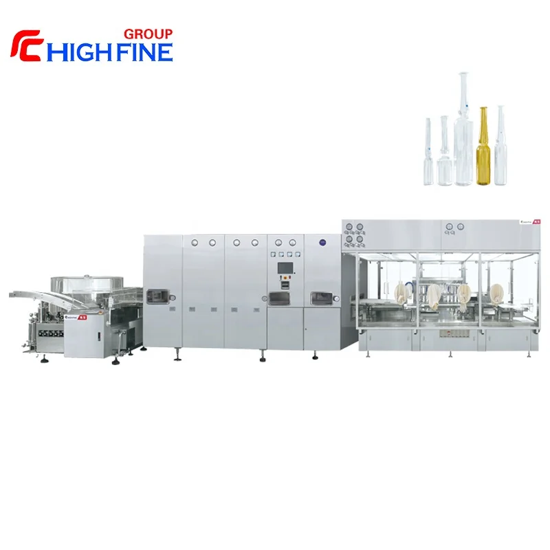 Highfine 2022 Automatic Pharmaceutical Glass Ampoule Vaccine Injection Washing Filling Sealing Production Line