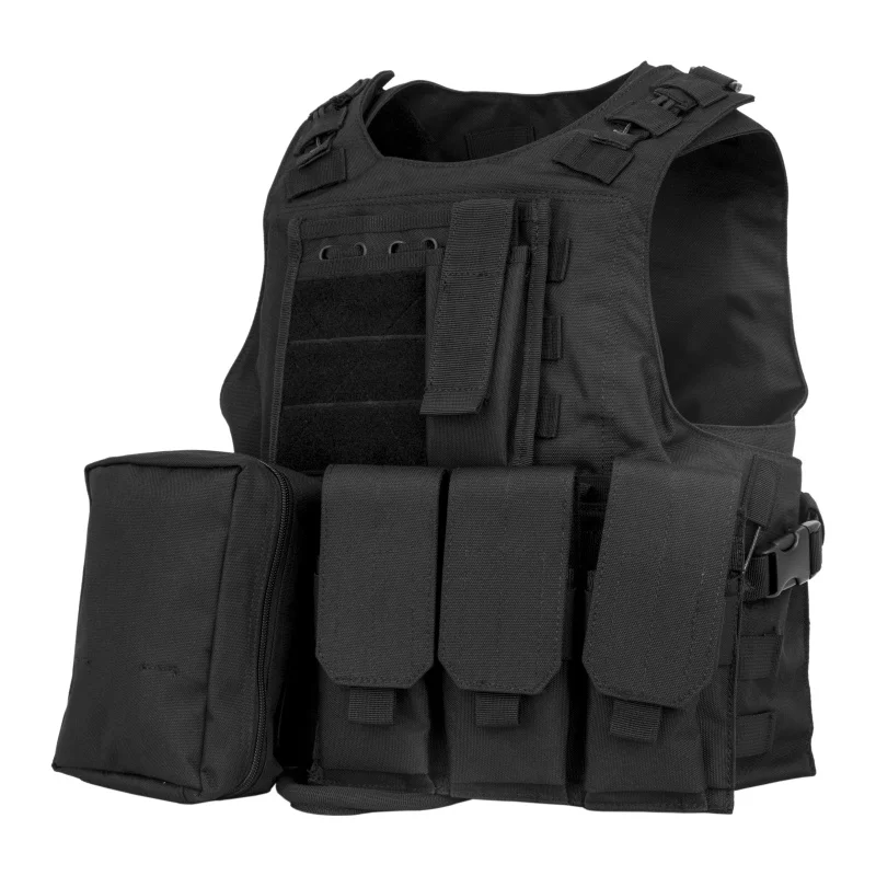 Black Tactical Vest Heavy Duty Plate Carrier Assault Armor Vest