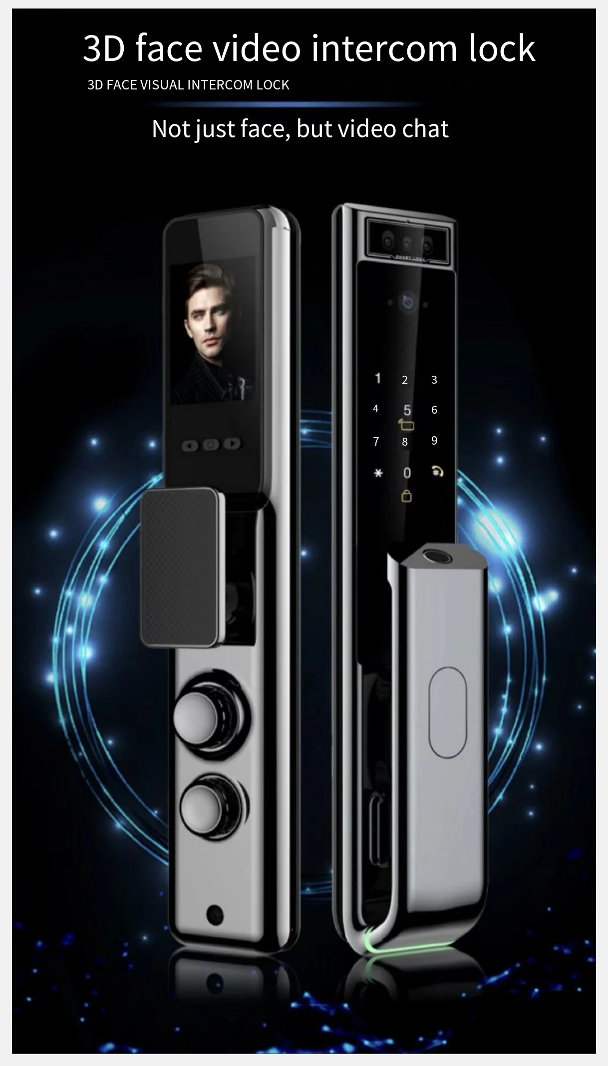Smart 3D Face Recognition Door Lock Tuya APP Voice Intercom Fingerprint Lock Biometric Electronic Digital Smart Door Lock