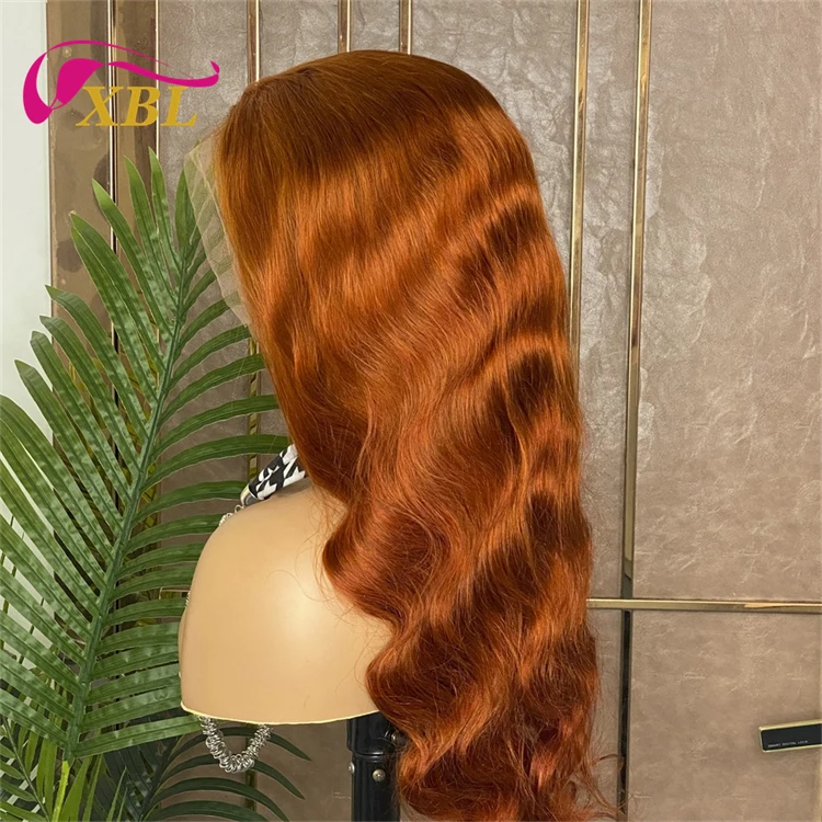 XBL large stock colored human hair wigs wholesale preplucked ginger orange color lace front wigs virgin Brazilian human hair