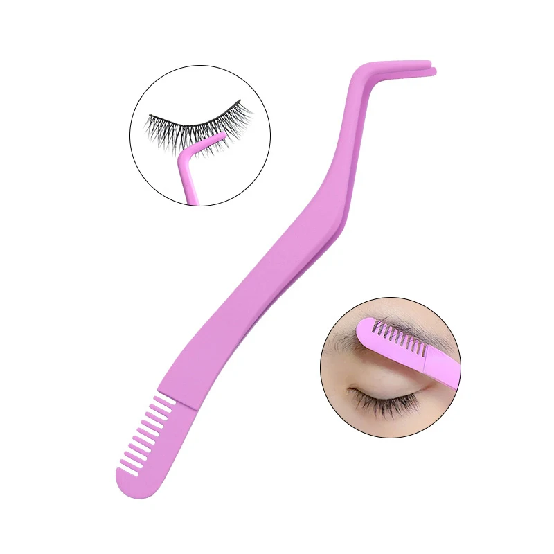 New Stainless Steel DIY Cluster Lashes Tweezers Eyelash Applicator Tool Lash Tweezers with Comb For Lash Extension