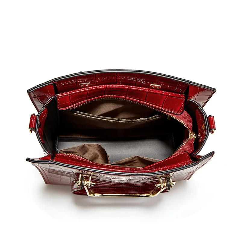 Designer  fashion wholesale vegan pu bags tote bag  and  crocodile grain shoulder  handbags and satchel bags for woman