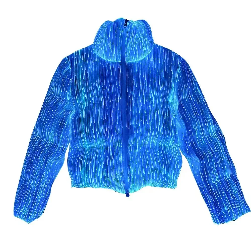 HOT Rechargeable LED light up Performance Unisex Cloth New technology Warm Fashion Luminous Optical Fiber Down Jacket Coats