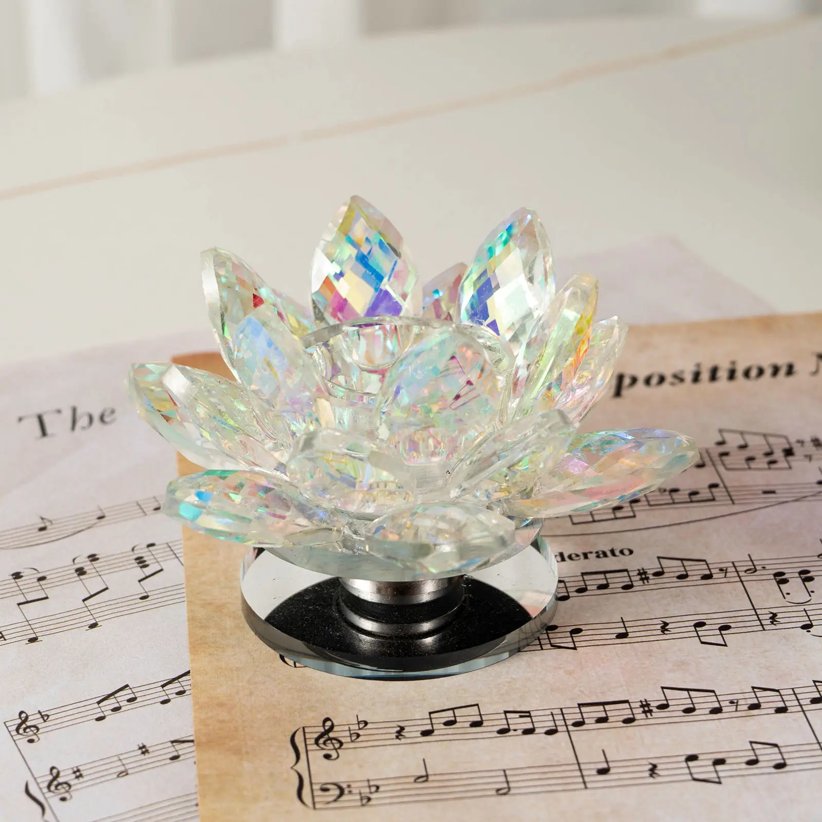 Wholesale Crystal Lotus Tealight Candelabra Candle Holder Glass Lotus Candlestick Holder For Weeding Home Decor Romantic