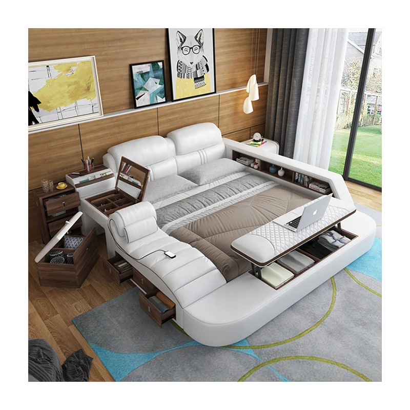 
Most popular DP011 modern home multifunctional leather king size double bed tatami smart bed with storage 