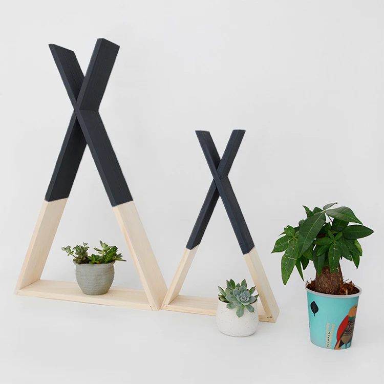 New design black wooden book sundries shelf wall mounted home decoration