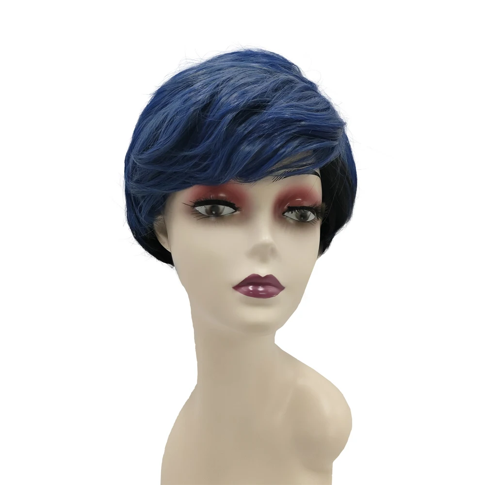 Wholesale Vendor Natural Wave Hair Wigs Black Hair 100% Brazilian Virgin Human Hair Short Curly Synthetic Fiber