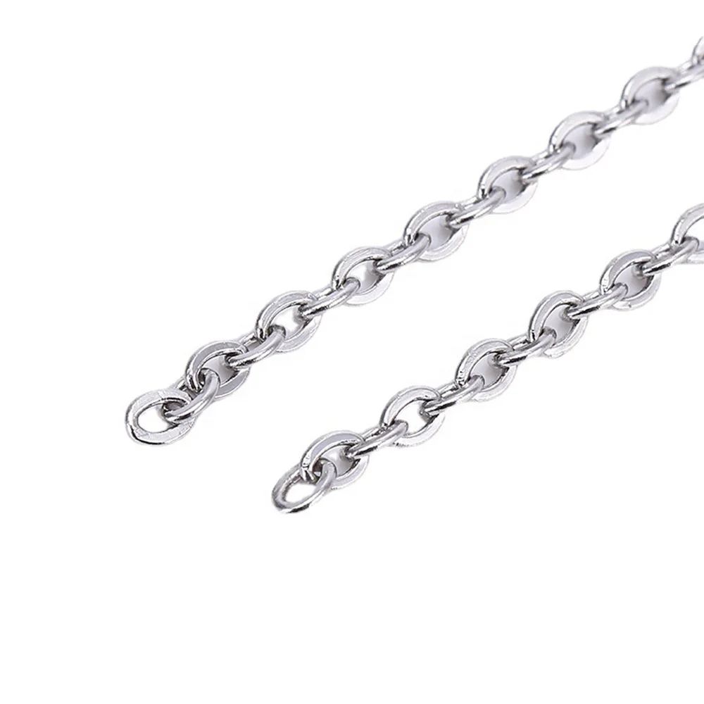 High Quality Length 0.3-2mm Iron Nickel Plated Silver Oval Cable Chain Jewelry Bracelet Necklace