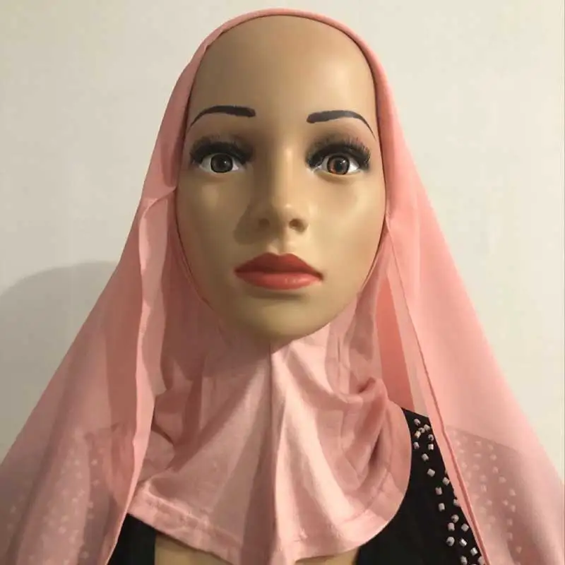 2021 new inner jersey bonnet caps headscarf plain instant chiffon hijab