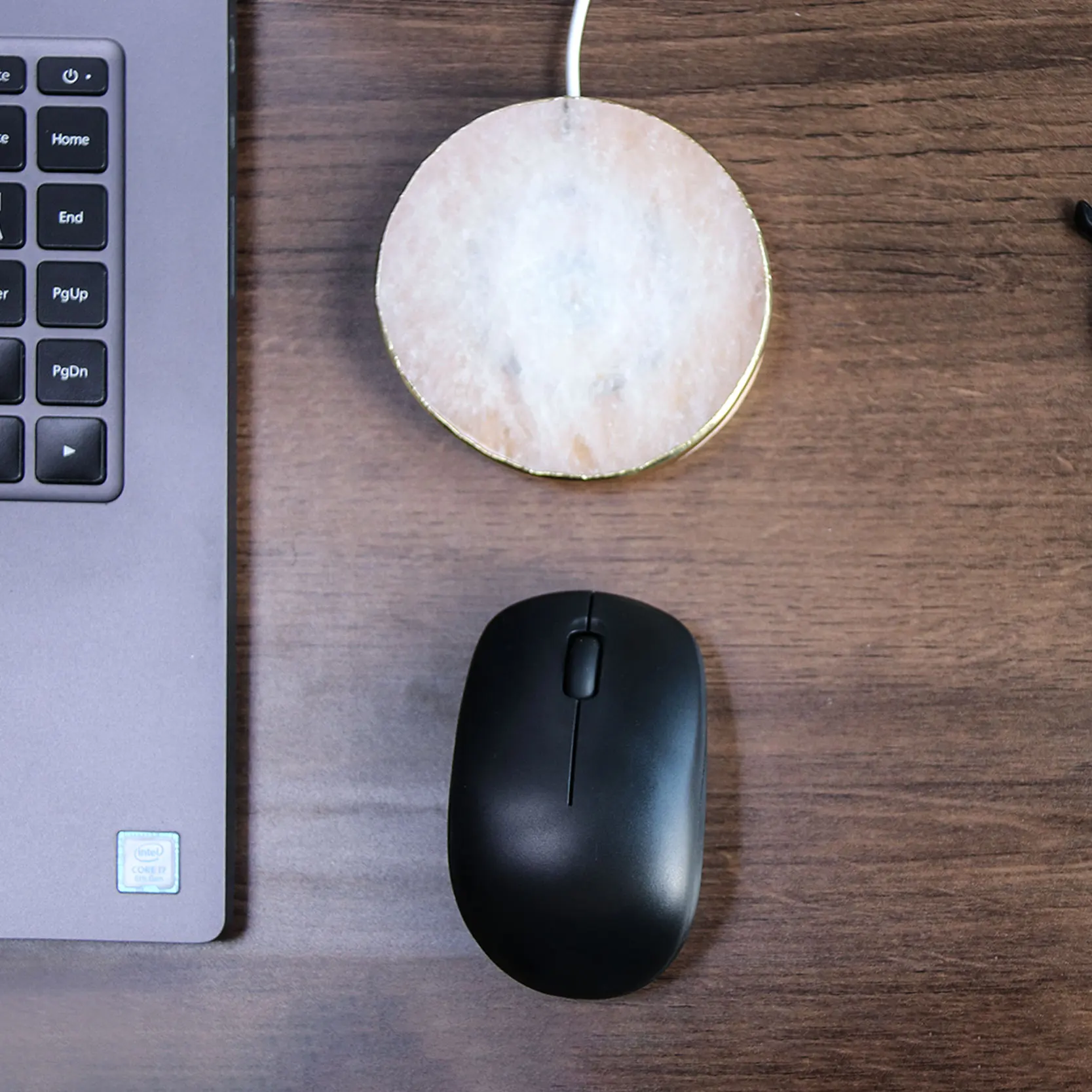 New Design Factory Supplier Round Shape Bamboo Crystal Wireless charger for