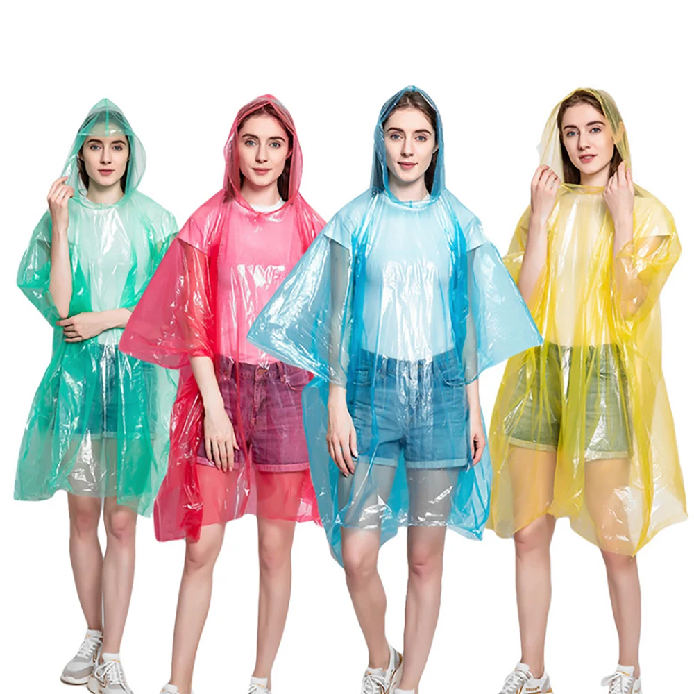 Custom High Quality Disposable Raincoat Logo Print Hooded Poncho