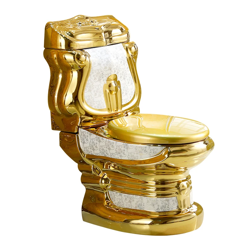 European luxury vintage golden color bathroom sanitary ware wc ceramic dubai gold toilet bowl and wash basin sinks two piece set