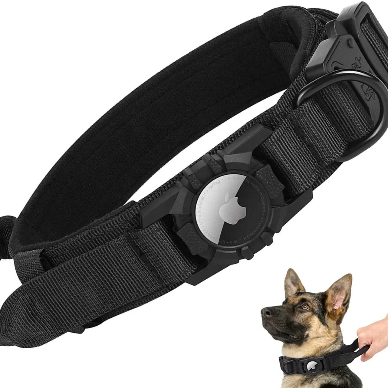 Custom Dog Collar Eco Friendly Nylon Adjustable Pet Dog Collars with Air Tag GPS Tracker Dog Leads Collar