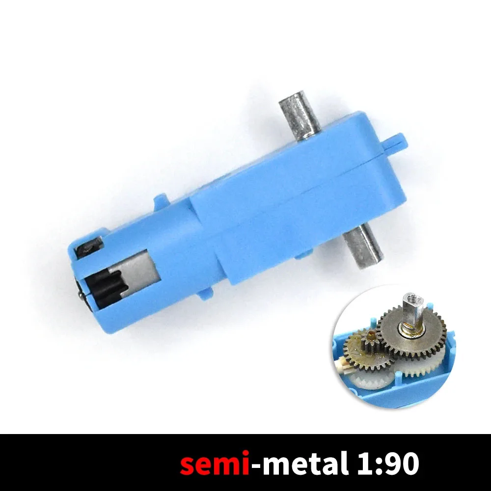 DC 3V-6V 1:90 Metal Gear Motor All Metal/Half Metal Single Axis Gear Motor Robot Intelligent Vehicle Speed Reducer TT Motor Blue