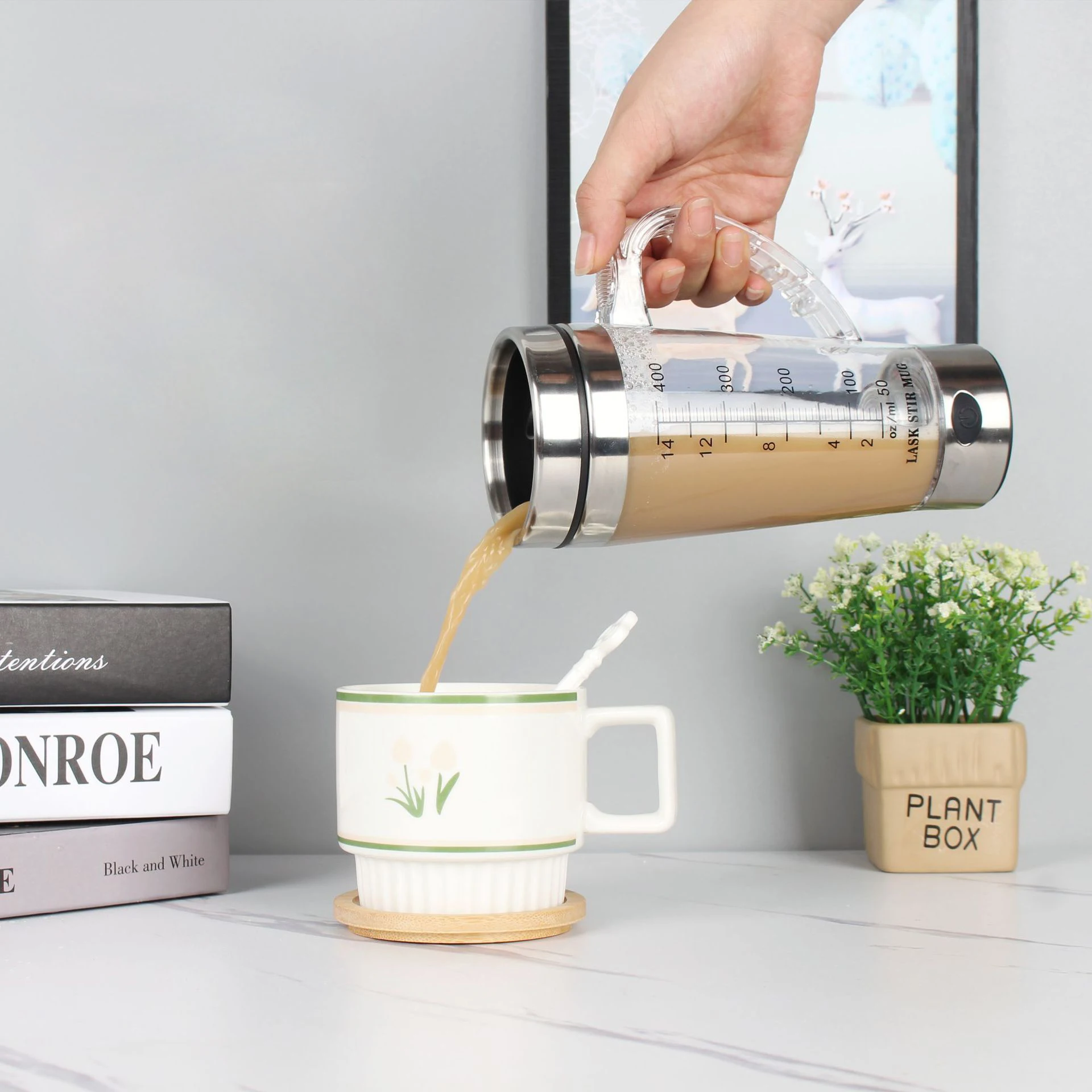 Self stirring mug stainless steel cups Portable blender Electric mixer Coffee Shaker Cup Automatic transparent Magnetic Mug