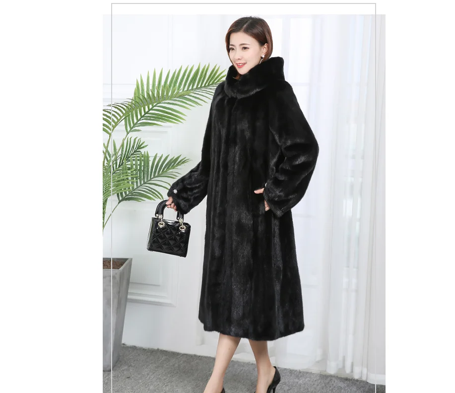 2022 new style Woman plus size coat elegant mink hooded  winter coats for ladies women faux  fox fur coat jacket hood
