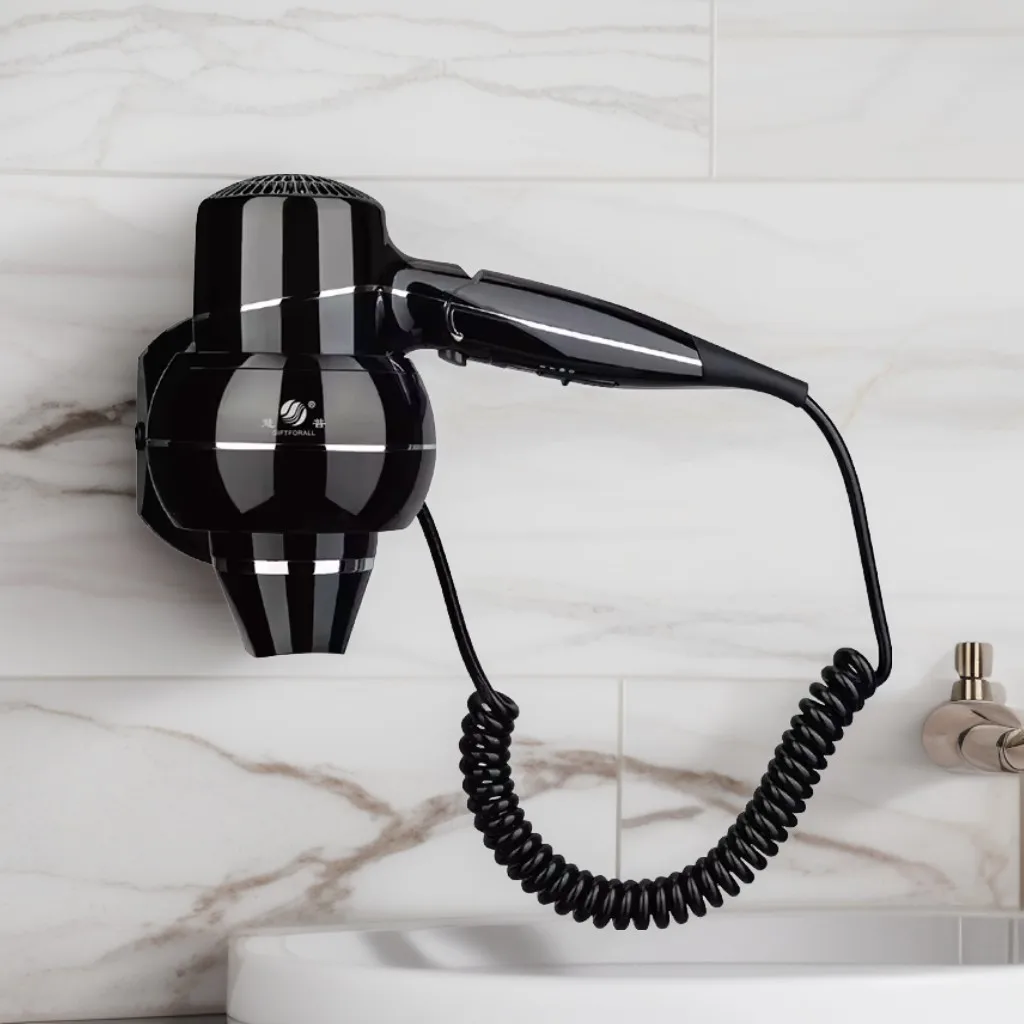 Europe Fashion 1800w High Power Hotel Wall Mounted Hair Dryer Uv Resistant Abs 16m/S High Speed Electric Hair Blower Dryer