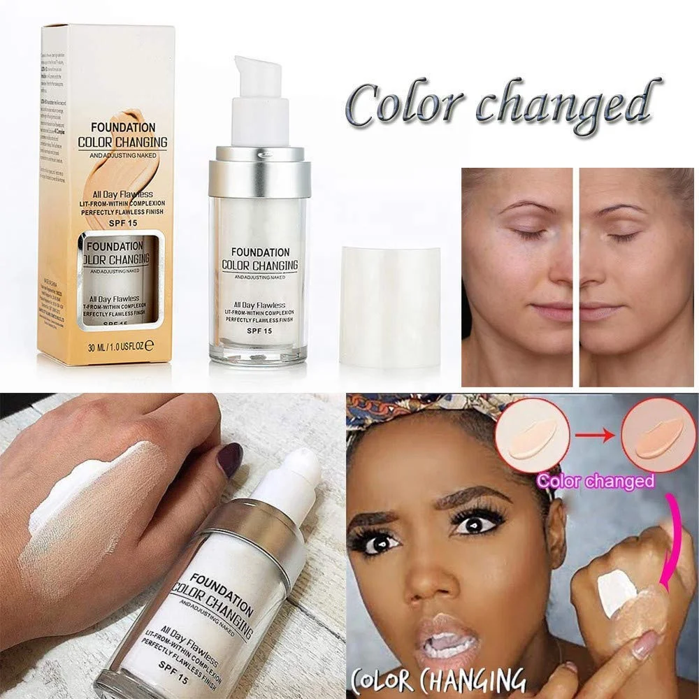 Private Label Color Changing Foundation Liquid Flawless Full Coverage Color Face Primer Base Makeup