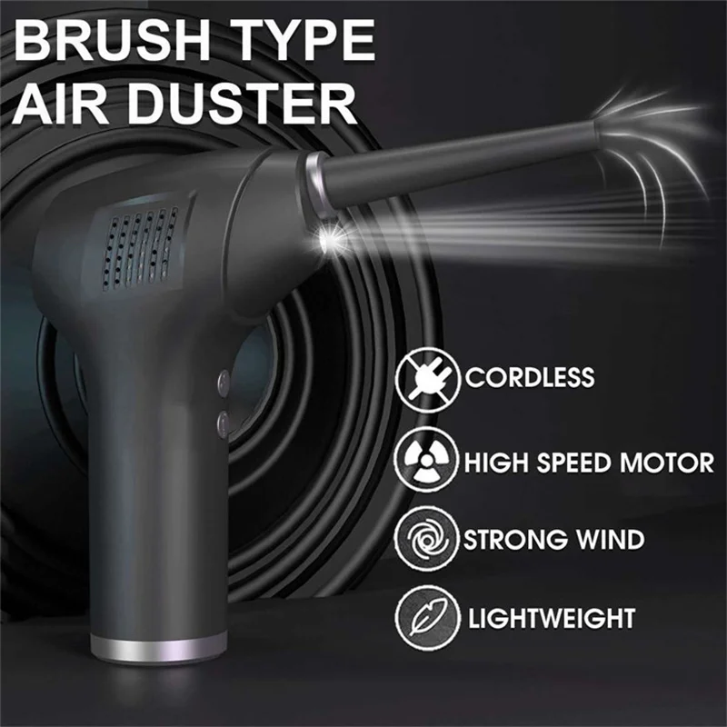 Wireless Air Duster 50000 RPM Dust Blowing Gun USB Compressed Air Blower Cleaning For Computer Laptop Keyboard Camera Cleaning