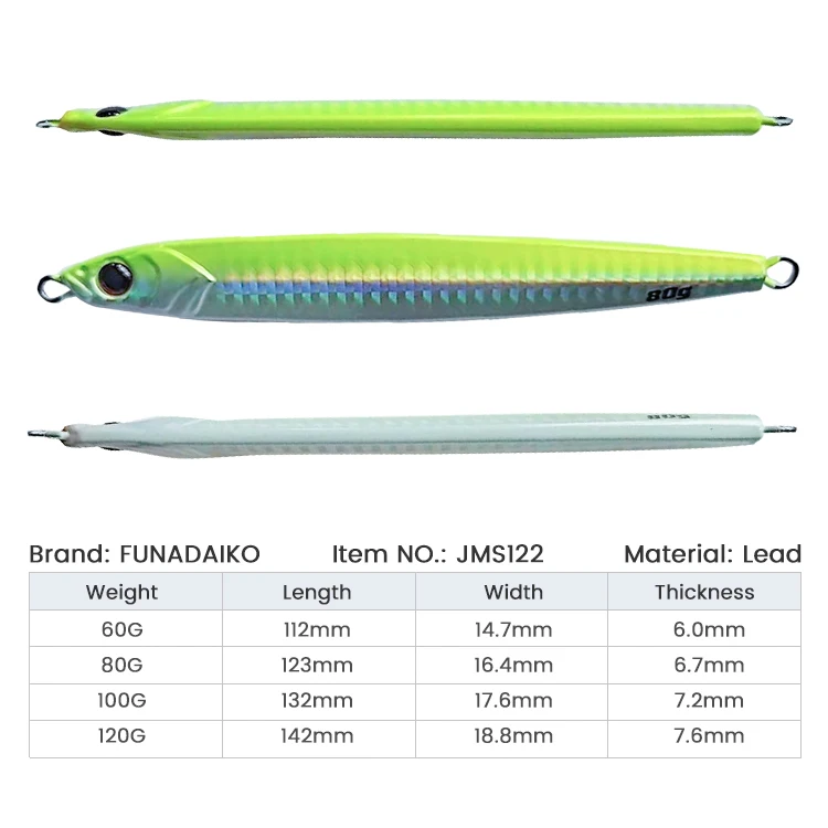FUNADAIKO popular flying lure speed sinking luminous simulated bait with hook saltwater fishing lures metal