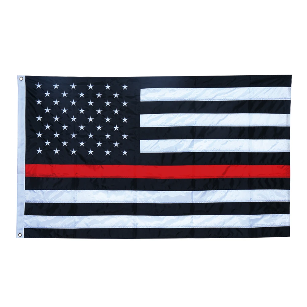 High Quality 4 by 6 FT  Polyester nylon  USA  embroidered  flag  thin red line   american  flags