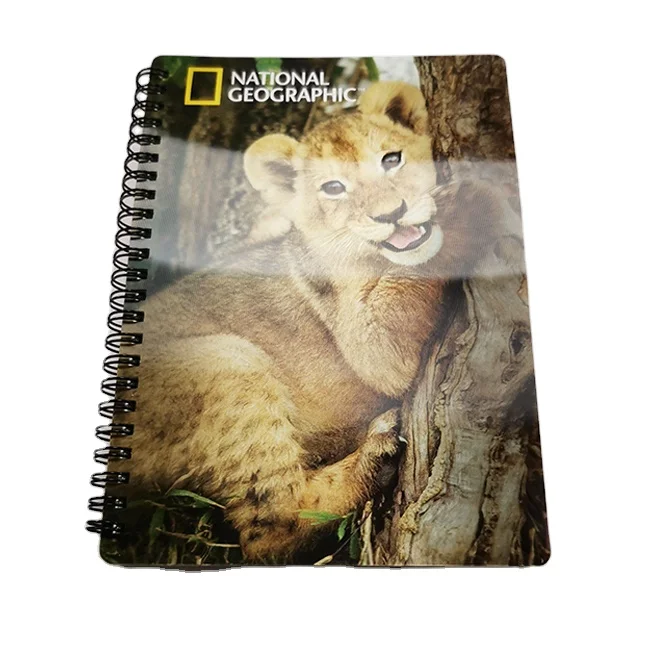 
3D Lenticular Lion and Tree Cover A5 Notebook Black Wire 3D Spiral Notebook 