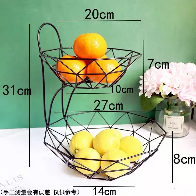 2 Tier Fruit Basket for Kitchen High Quality Metal Modern Space OEM Customized Steel American Style Time Storage ODM