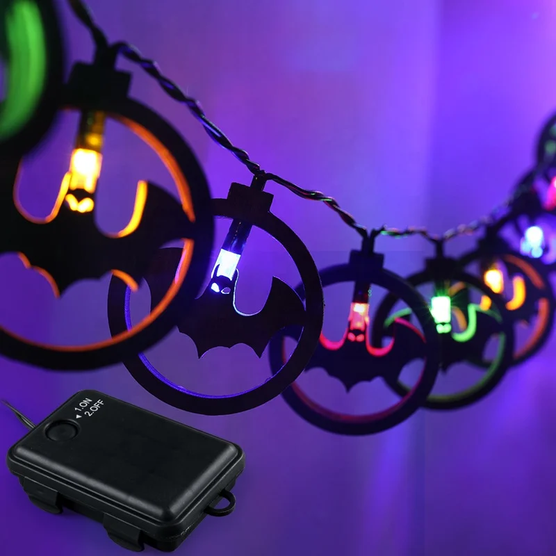 Halloween Bat Witch Skull Spider Web Light String Battery Powered Creative Indoor Outdoor Patio Garden Holiday Decoration Lights