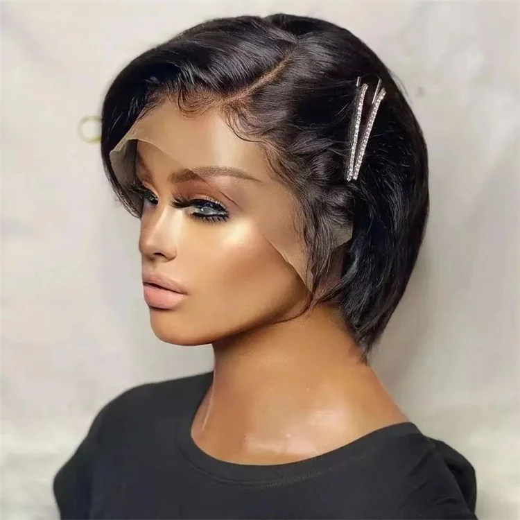 Pixie Wigs 13X4 Lace Frontal Human Hair Wigs Ear to Ear Short Cut Wigs Remy Hair Wholesales 5pcs Free Shipping