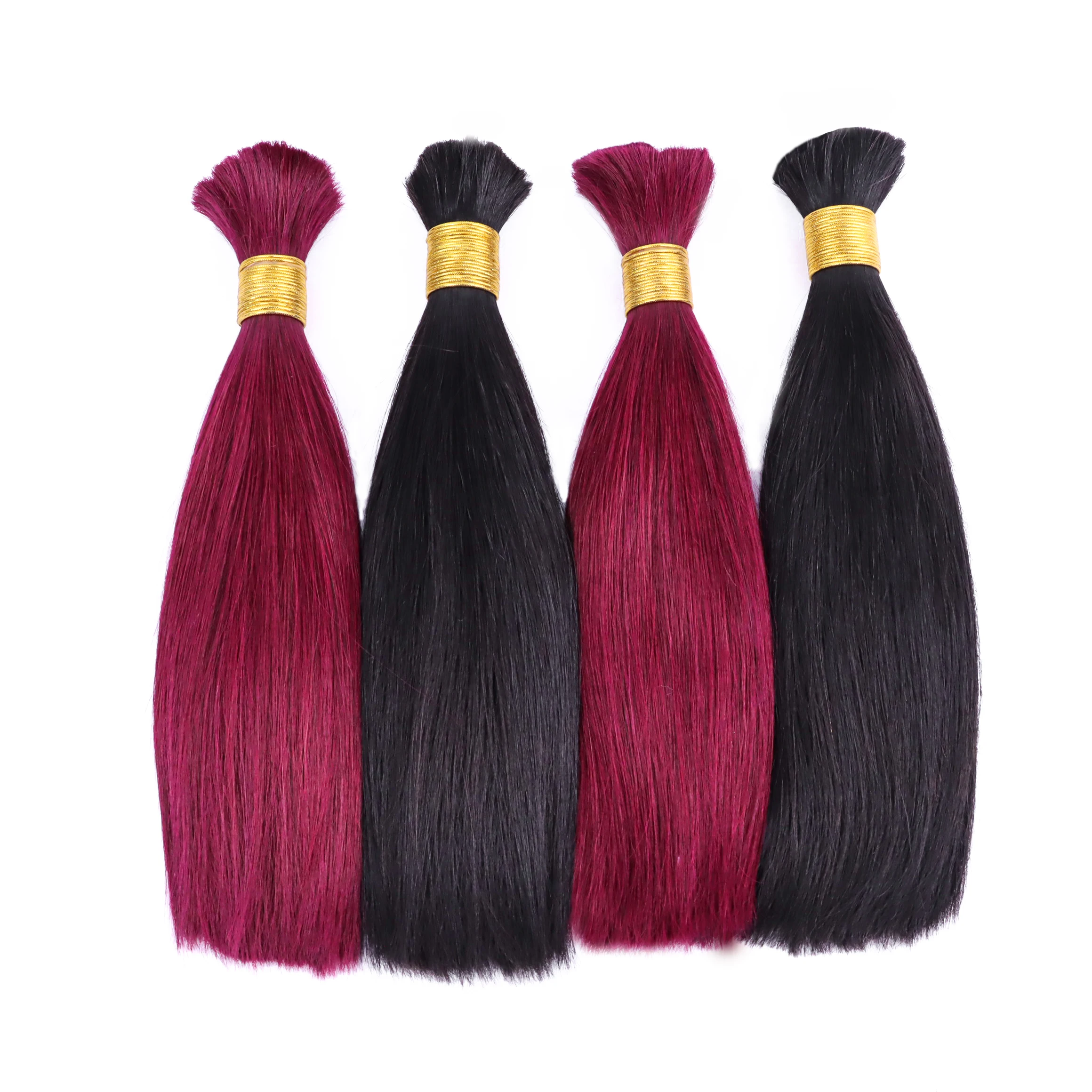 No tangle free sample soft shiny unprocessed human virgin indian braiding bulk hair extensions