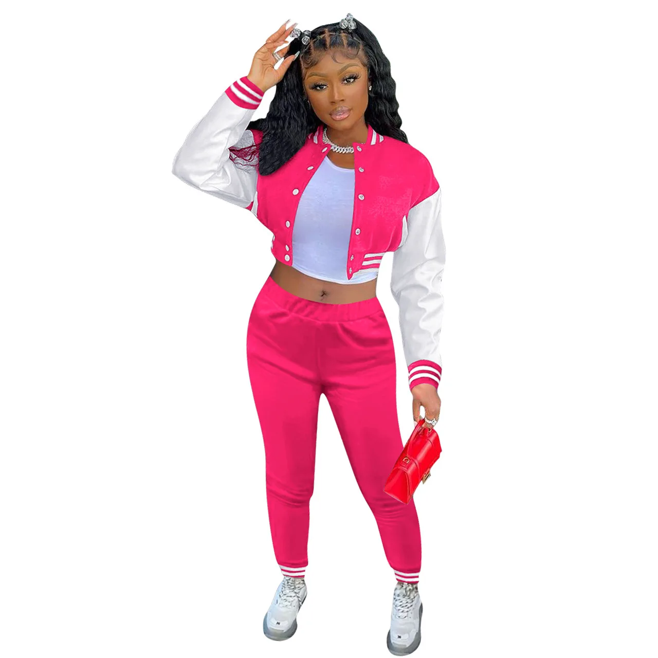Сезон осень-зима; 2021 женские бейсбольные жакеты и куртки утепленная одежда с длинными рукавами 2 шт. костюм со штанами, уличная одежда, комплект со штанами комплекты для женской одежды