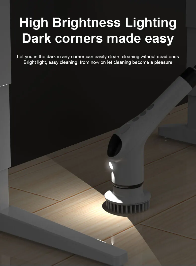 Kitchen Cleaning Tool USB 9 in 1 Cleaner Bathroom Bathtub Clean Brush Spin Scrubber Electric Cleaning Brush to Dishwashing Sink