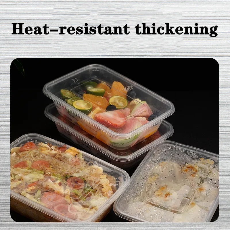 1000ml Rectangular Food Container Packing Use PP Disposable Plastic Microwave