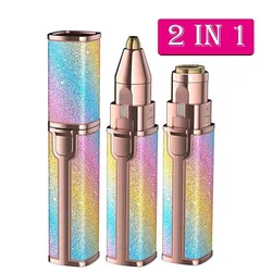 Портативный электрический эпилятор 2 в 1, триммер для бровей, женский, для тела, для лица, в форме помады, удаление волос, Женская безболезненная бритва