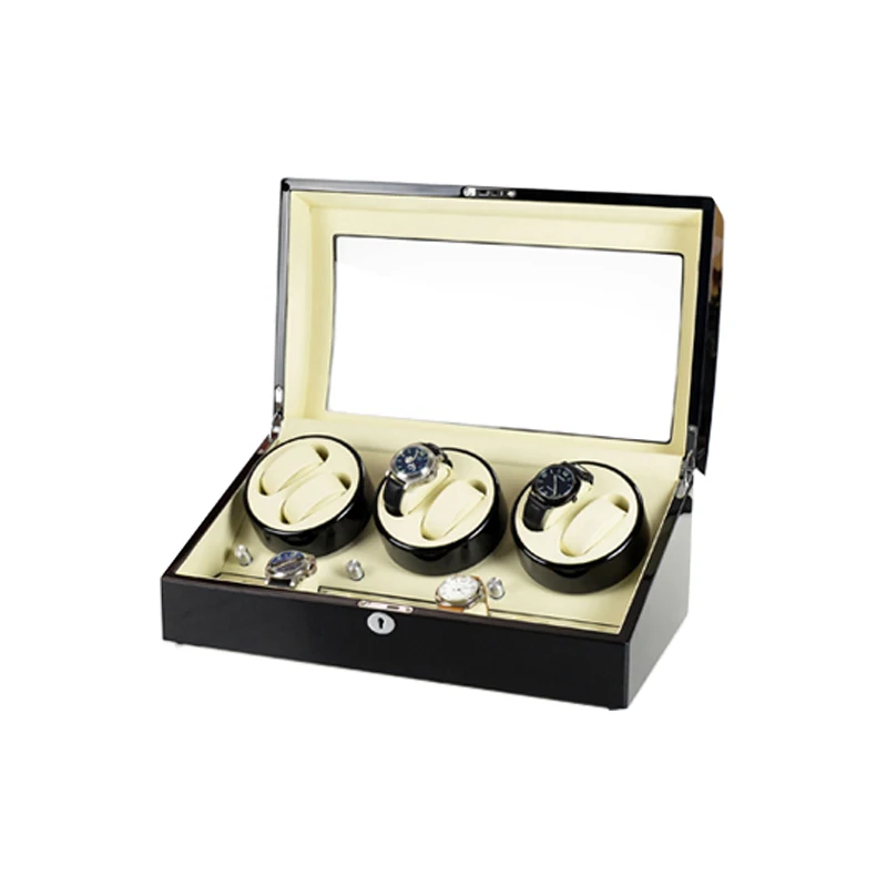 Automatic Rotation Watch Winder Box Mabuchi Motor Black Glossy Lacquer Wooden 8+12 Watch Shaker