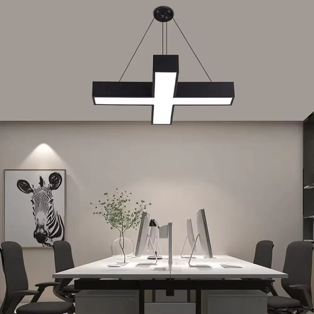 Office Modern Cross chandelier Architectural indoor decorative pendant X-Shaped LED linear lights
