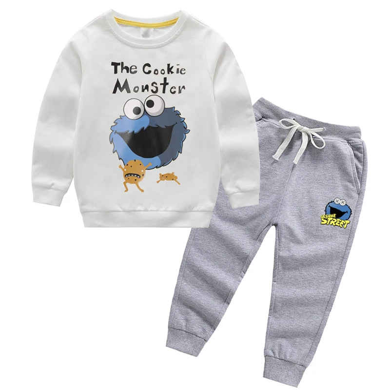 Neue Herbst Kinder Junge Mädchen 100% Baumwolle niedlich bedruckte Sweatshirt Hose zweiteilige Kinder Freizeit kleidung Set