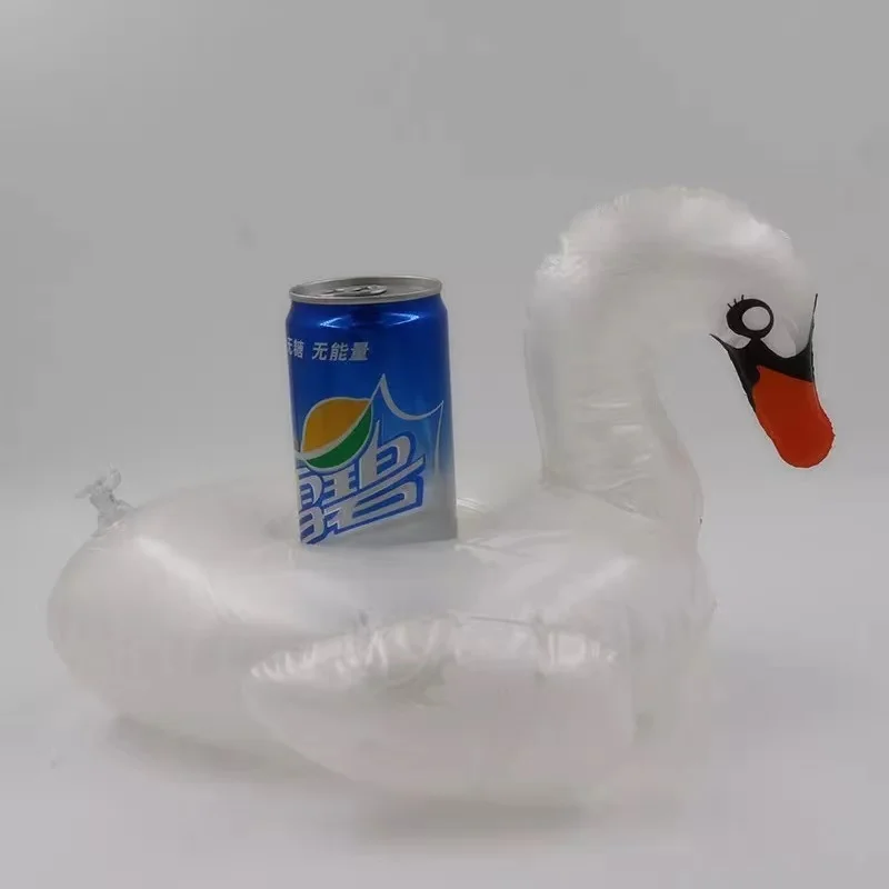 D08 Factory spot supply on behalf of the patterned white swan cup holder inflatable pool float with cooler