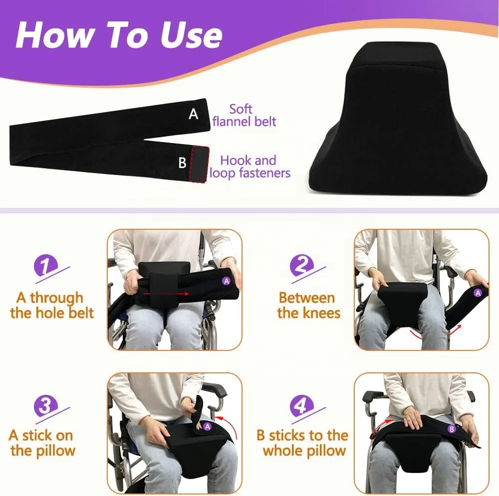 Orthopedic Wedge Knee Separator Pillow for Hip Replacement Surgery | High Density Foam Legs Separator Small Pillow with Strap