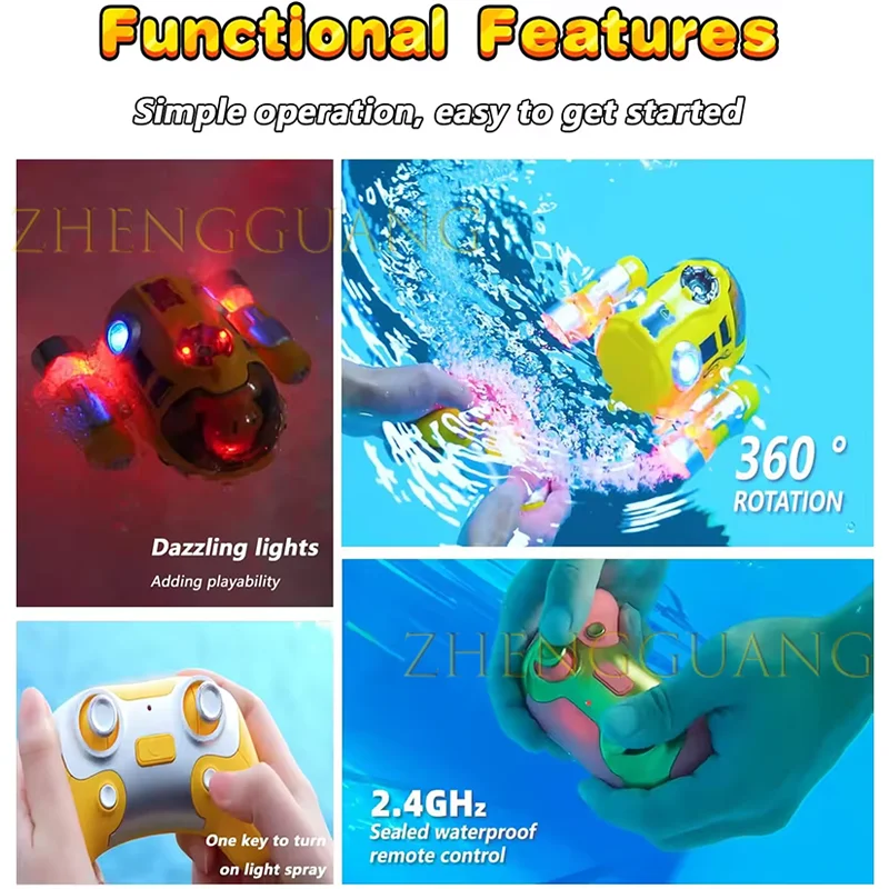 Zhengguang Toys Waterproof Rechargeable Electric Remote Control Speedboat Water Toys 2.4G Mini RC Boat With Spray for Kids