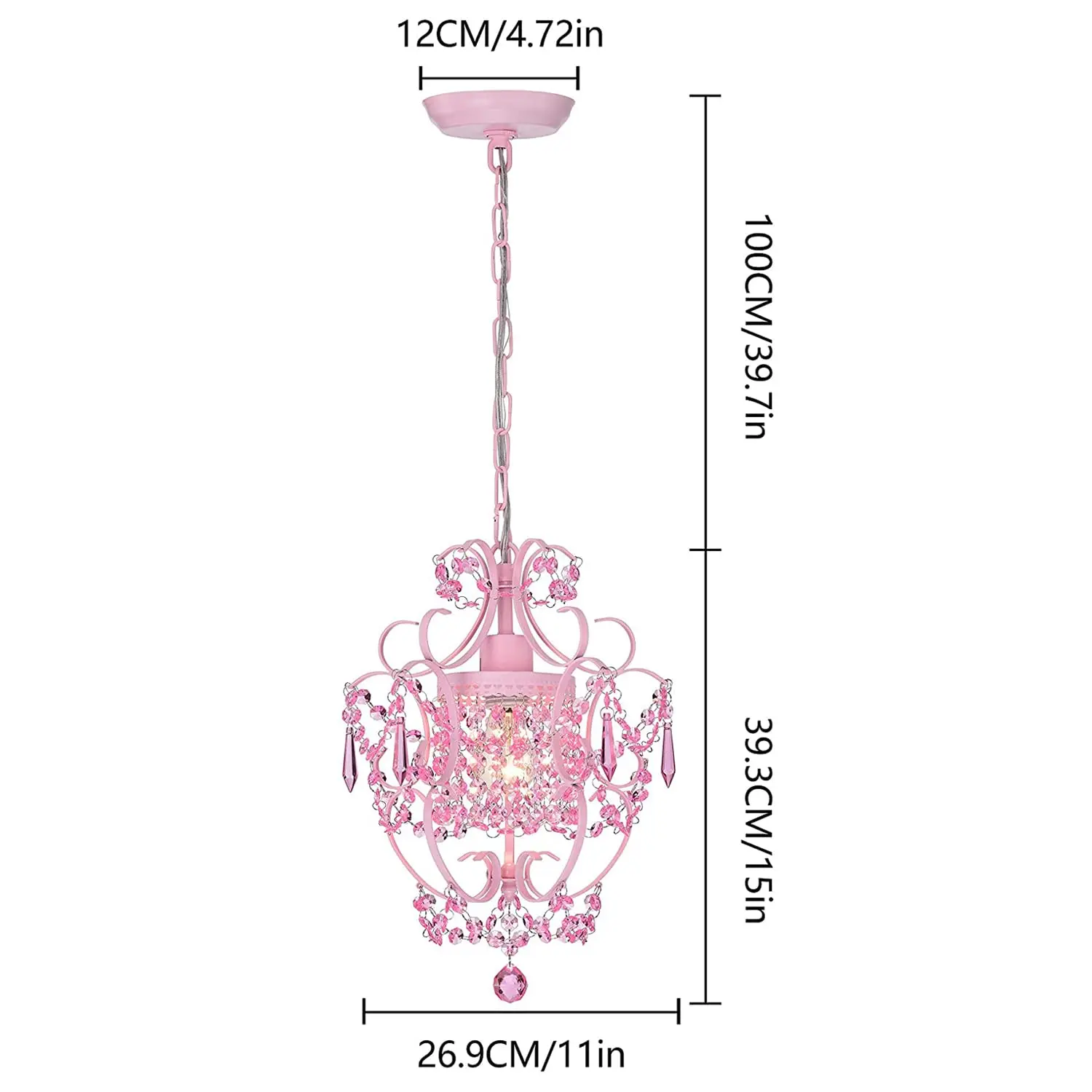 Antique House Pink Chandelier Mini Crystal Chandeliers Light Fixture 1 Light Small Chandelier for Girls Room