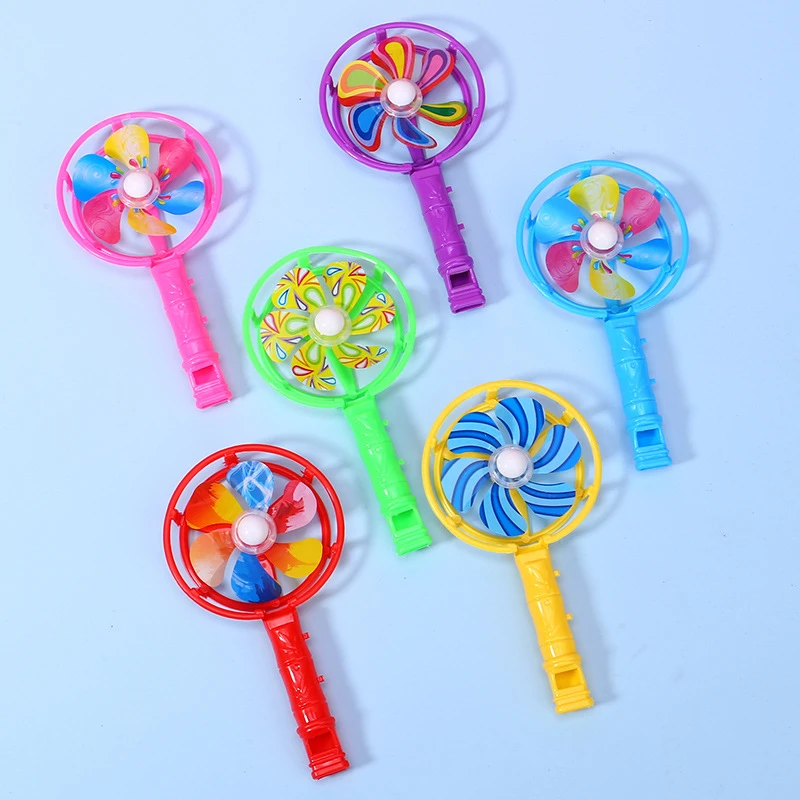 Hot Wholesale Plastic Mini Pinwheels For Kids Color Whistle Pinwheels Promotional Gift For Children Sound Toys Outdoor Windmill