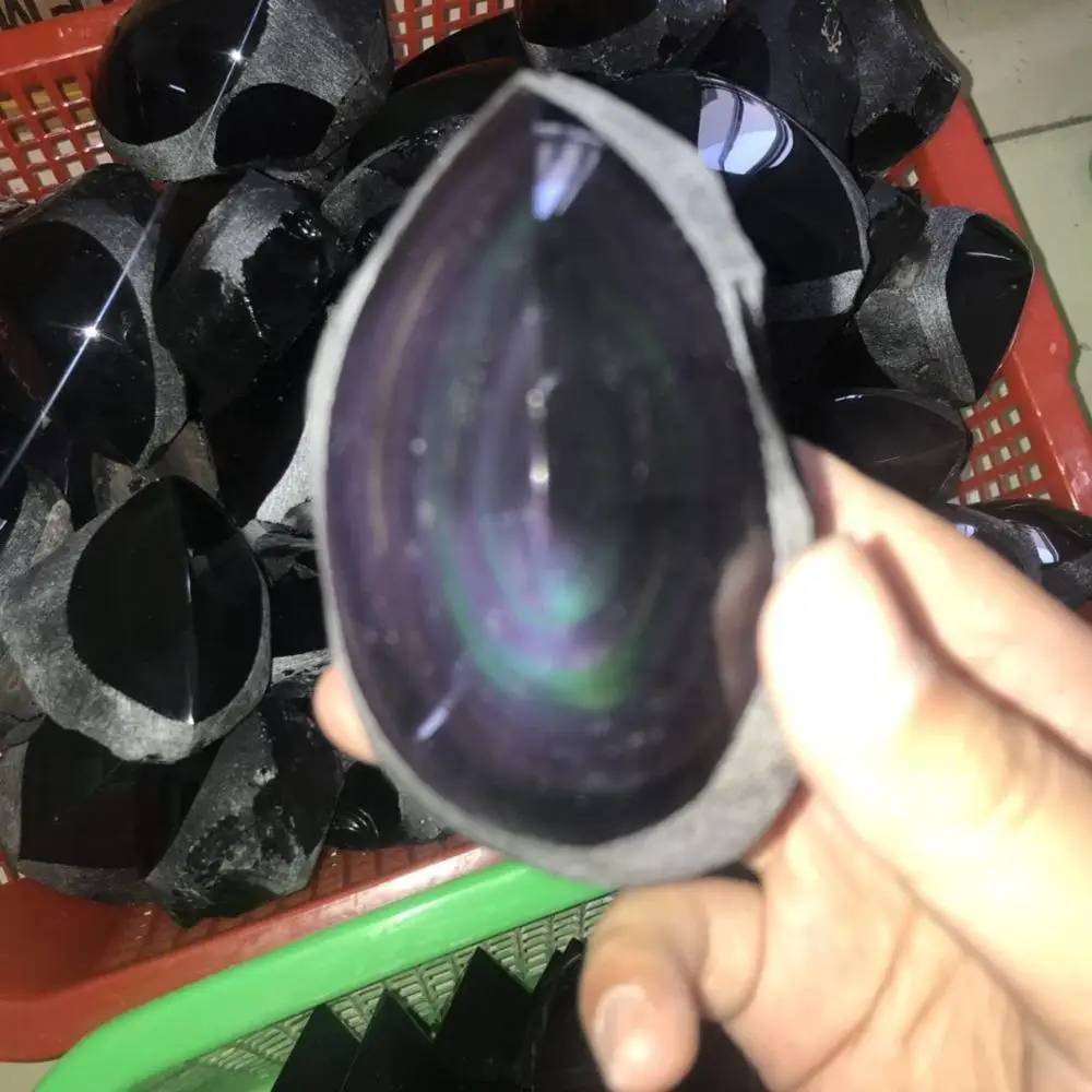 new product rainbow obsidian crystal stone one side polished price for sale