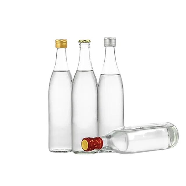 Clear liquor bottle 250ml 500ml 750ml whisky bottle glass with screw cap glass bottle for whiskey