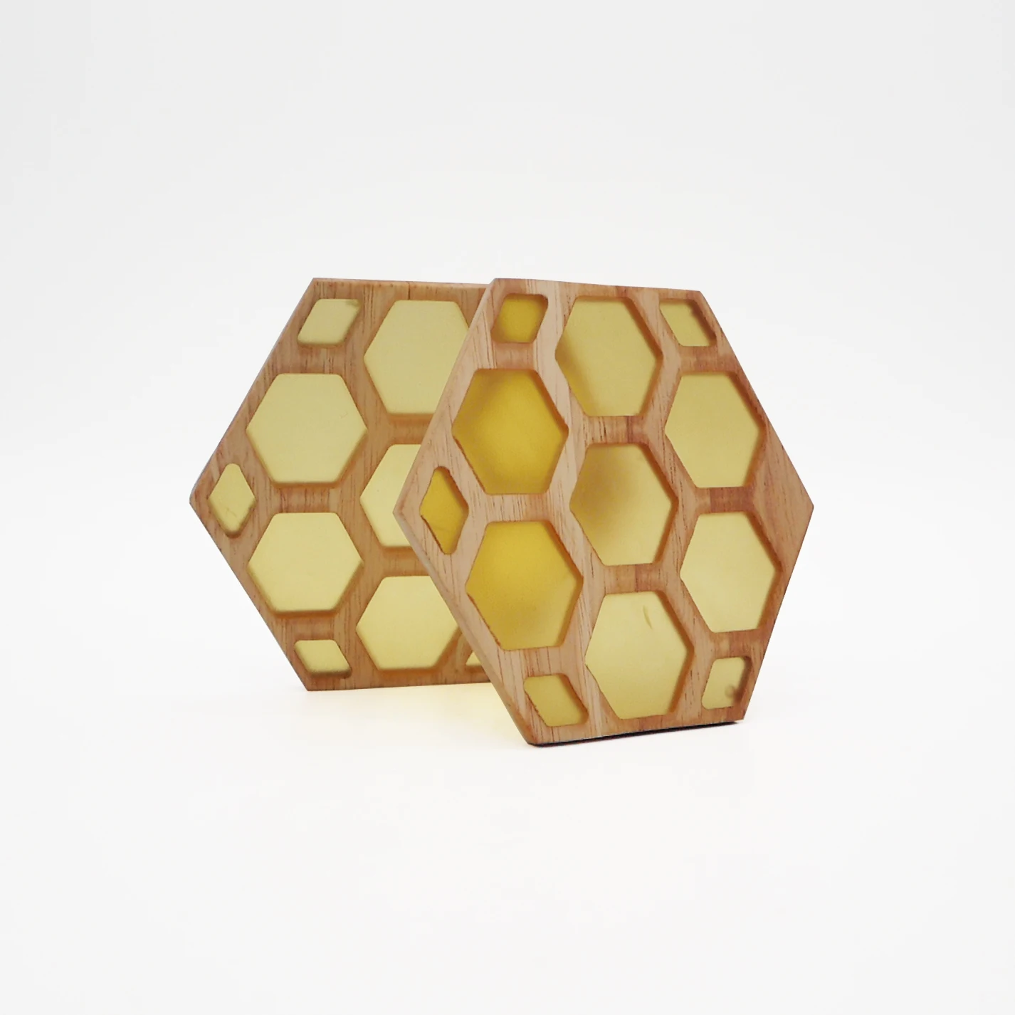 Home Decoration Hexagon Cheese Board Epoxy Resin Honeycomb Wooden Cutting Board