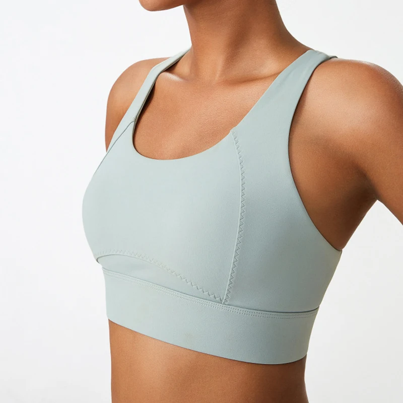 High Supportive Fitness Yoga Bra Quick Dry Breathable Gym Yoga Wear Shock Proof Impact Push Up Running Sports Bra  For Women