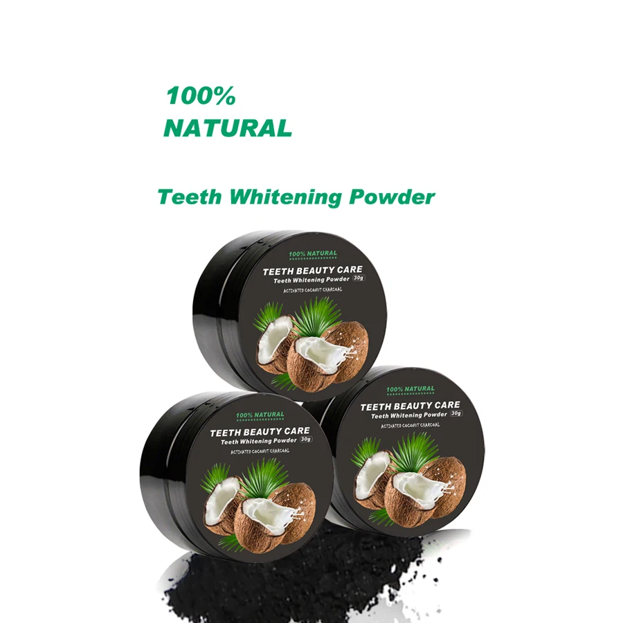 Wholesale and OEM 30g 100% Natural Coconut Professional Teeth Whitening Powder Activated Charcoal Powder