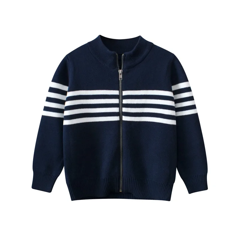 Custom 2024 Autumn and Winter New children boys zip up  cardigan Boys zippered knitted cardigan