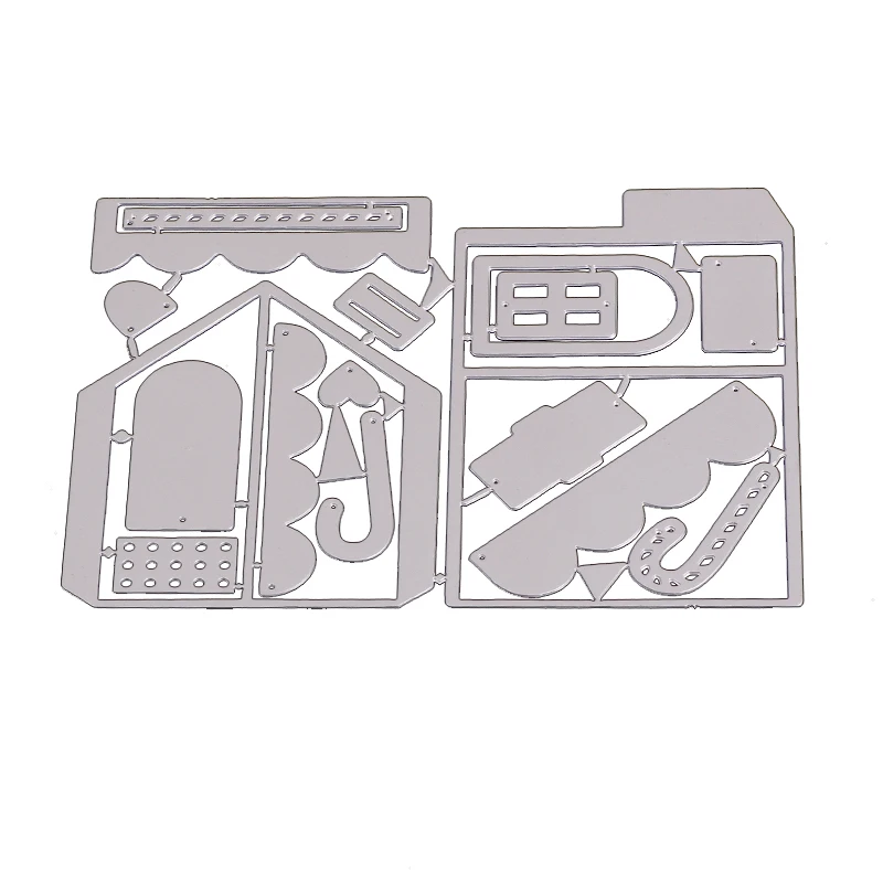 AAGU Yiwu Cutting Dies Manufacturer Metal Carbon Steel House Building Pattern Scrapbooking Cutting Dies Craft Cutter