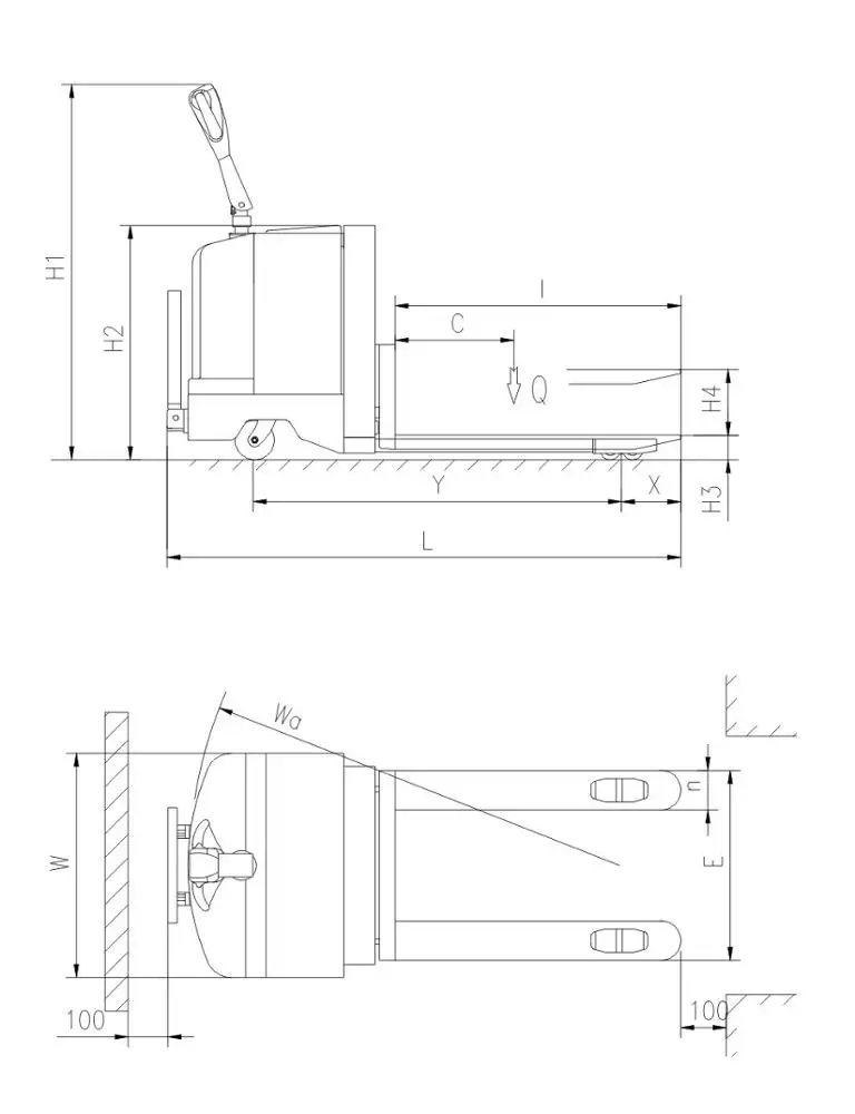 2000KG Electric Pallet Truck Full Electric Hand Forklift 3T Driving Pallet Truck 4400lbs Pallet Jack